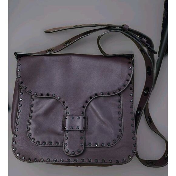 Rebecca‎ Minkoff Midnighter Top Handle Crossbody PLUM with Black grommets Rare! - Picture 1 of 9
